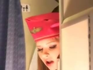 Desirable stewardess gets fresh sperm aboard