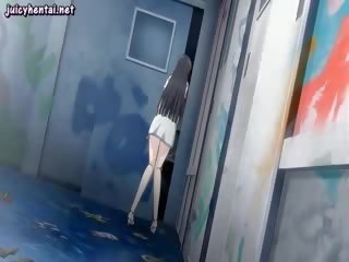 Dark haired hentai lady gets jizzload