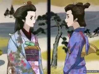 En hogtied geisha fick en våt droppande kåta fittor