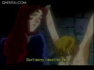 Hentai khó chịu yêu hành hạ một cô gái tóc vàng khiêu dâm nô lệ trong chains