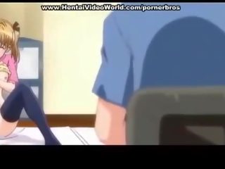 Anime teen schoolgirl begins fun fuck in bed